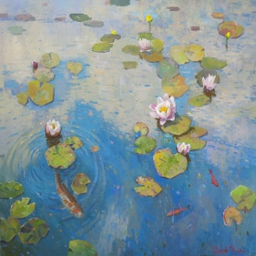 Painting for sale online - Water lilies in the pond