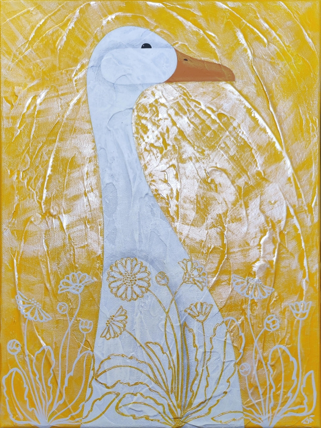 Painting for sale online - Goose in daisies