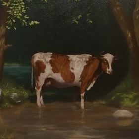 Painting for sale online - Zorka at the watering hole