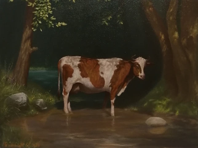 Painting for sale online - Zorka at the watering hole