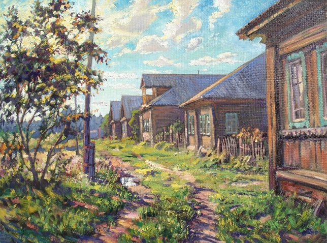Painting for sale online - Evening in the village of Gubarevo