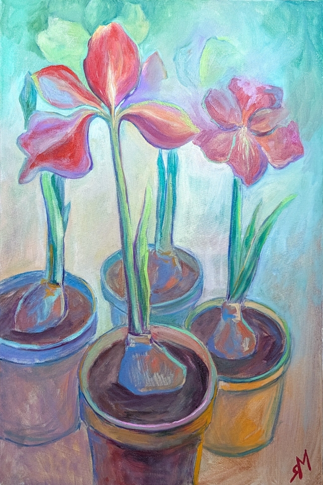 Painting for sale online - Amaryllis in pots