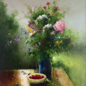 Painting for sale online - Still life with cherries