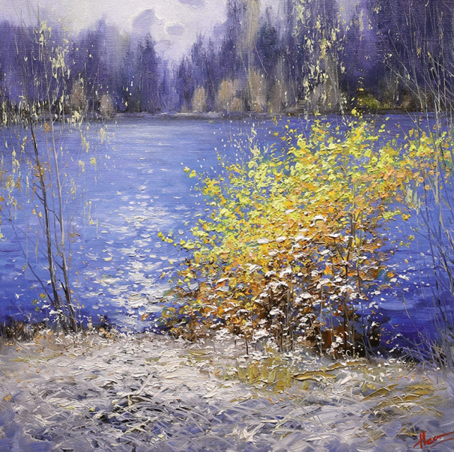 Painting for sale online - First snow. Moscow-Volga Canal.