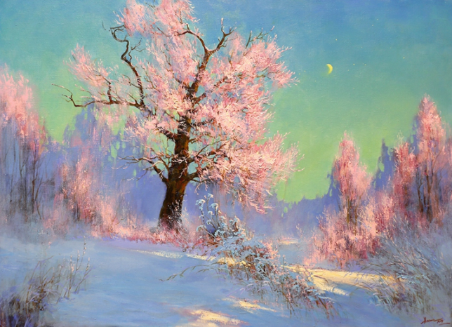 Painting for sale online - Evening. Frost.