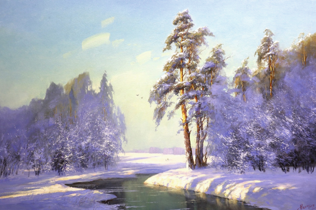 Painting for sale online - On the first snow.