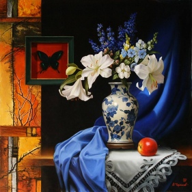 Painting for sale online - White on blue