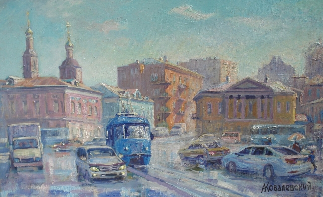 Painting for sale online - Rainy morning at the Yauz Gate