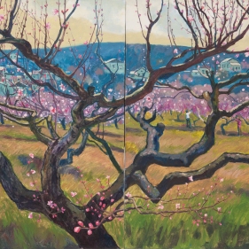 Painting for sale online - Peach blossoms, pruning branches
