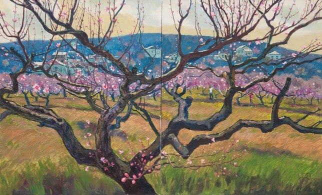 Painting for sale online - Peach blossoms, pruning branches
