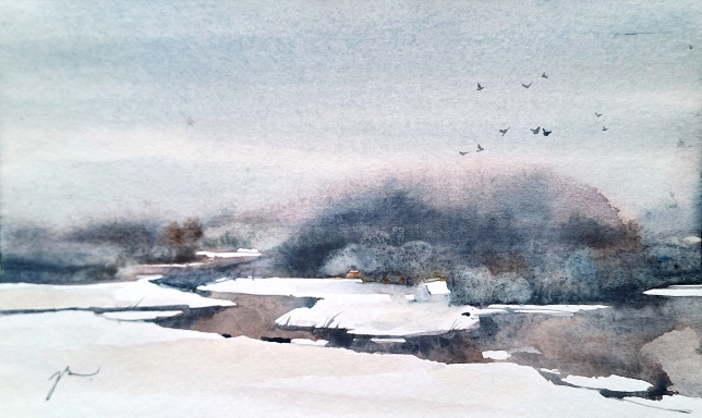 Painting for sale online - Winter river