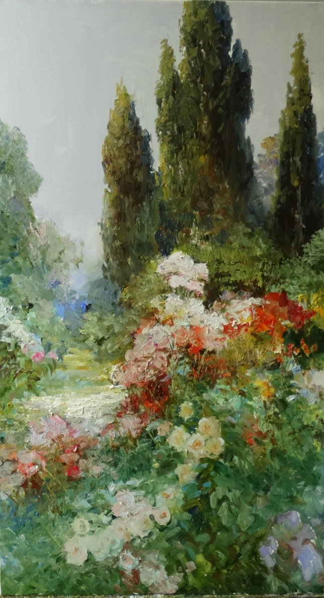 Painting for sale online - Roses in the park