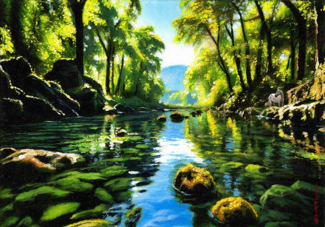 Painting for sale online - QUIET RIVER