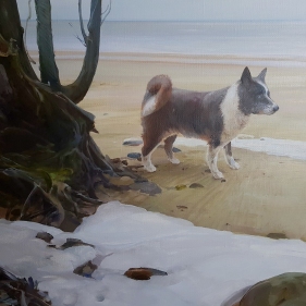 Painting for sale online - Stone, tree, dog