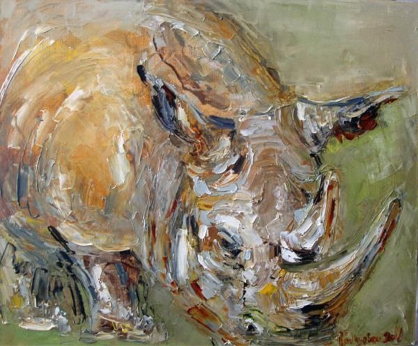 Painting for sale online - Red rhinoceros