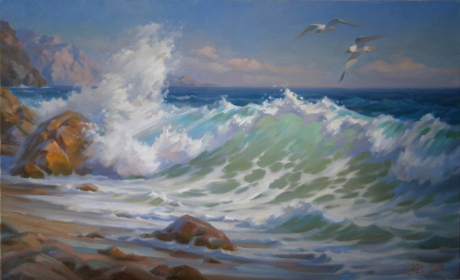 Painting for sale online - Surf off the Crimean coast