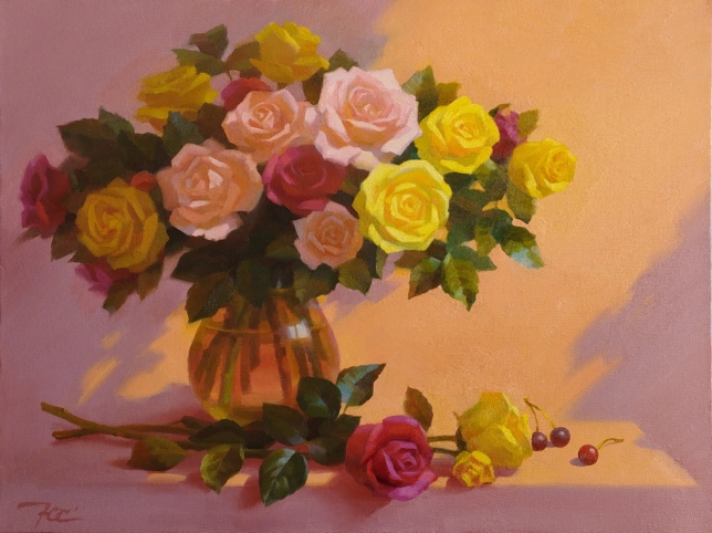 Painting for sale online - Sunny roses