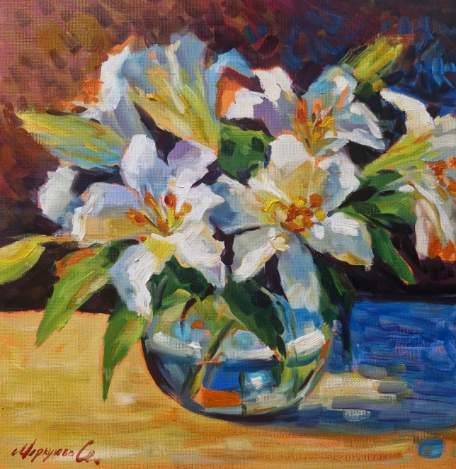 Painting for sale online - White lilies