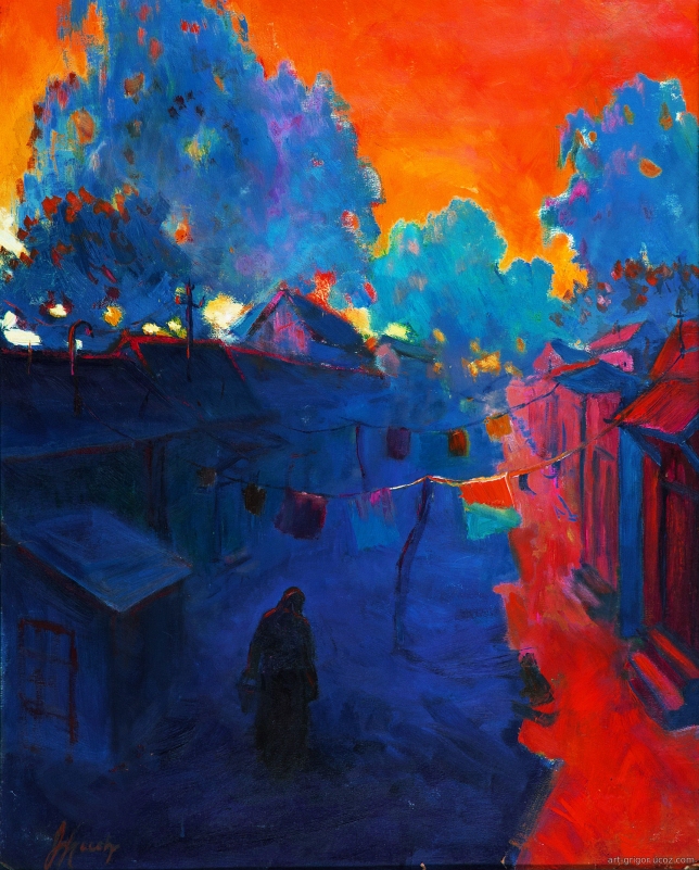 Painting for sale online - The little red courtyard