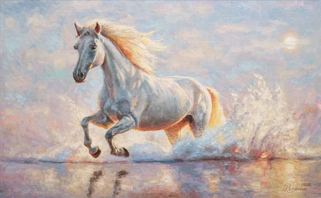 Painting for sale online - Horse in a mother-of-pearl mirror