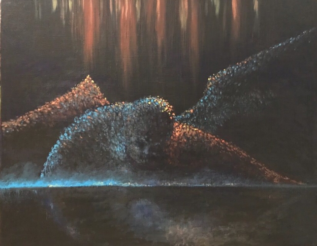 Painting for sale online - A fallen angel seeing his reflection for the first time