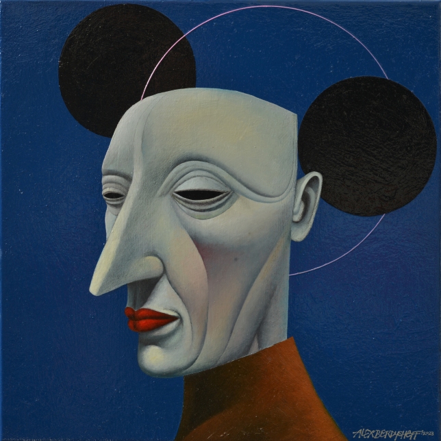 Painting for sale online - Face on navy-blue background