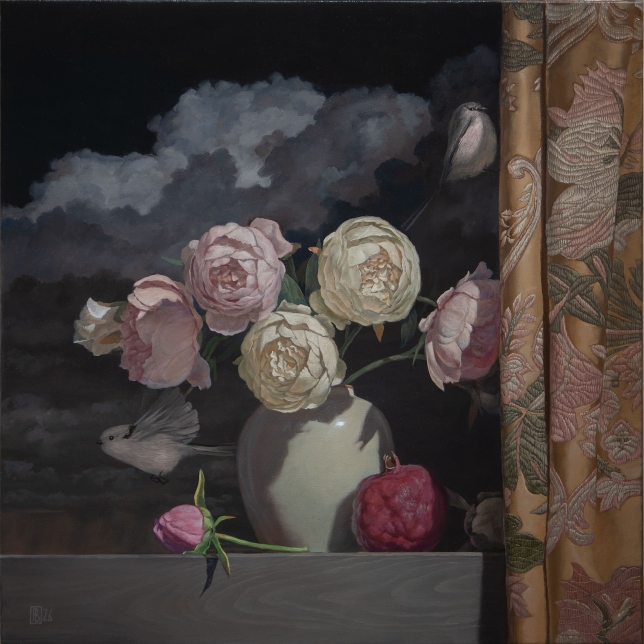 Painting for sale online - Birds and peonies