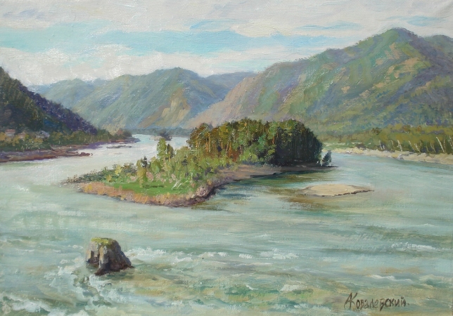 Painting for sale online - Altai Elekmonar, View of the Katun River