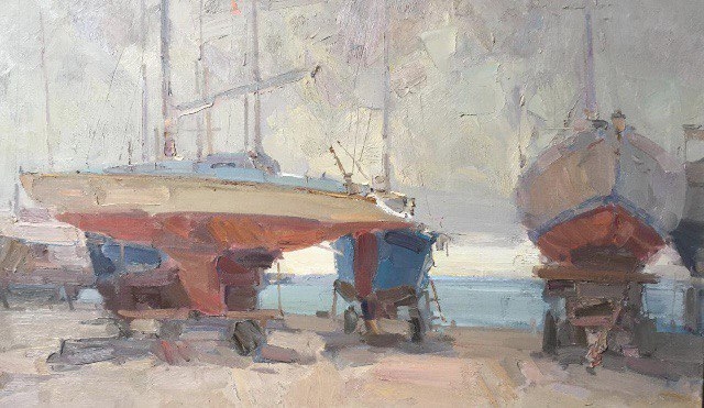 Painting for sale online - Yachts on the shore