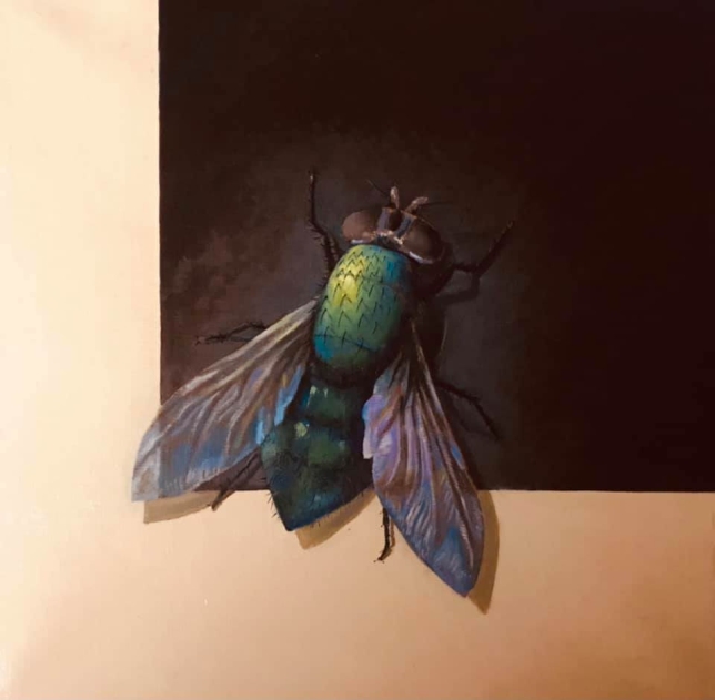 Painting for sale online - A formal portrait of a fly against the background of the Black Square