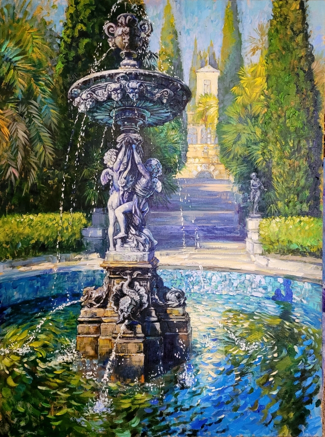 Painting for sale online - Fountain with cupids
