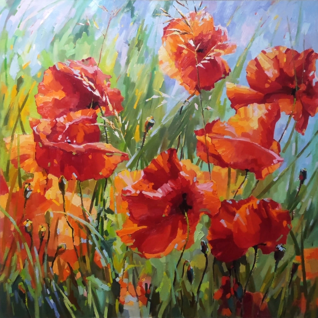 Painting for sale online - Scarlet silk in the outfit of spring