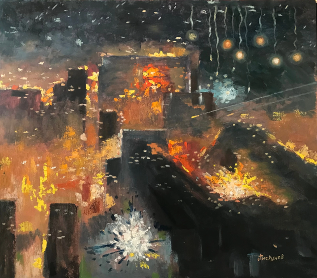 Painting for sale online - Military abstraction. Battle for Bakhmut