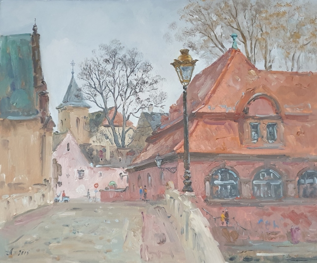 Painting for sale online - Strasbourg. Saint Martin's Bridge.