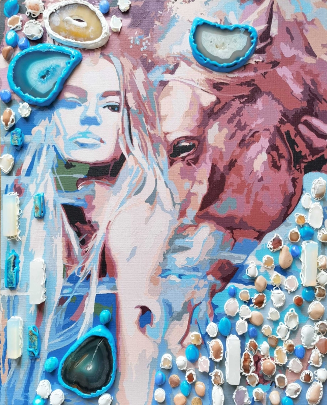 Painting for sale online - A woman and a horse