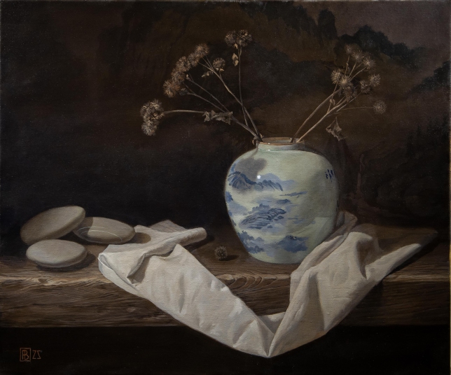 Painting for sale online - Vase with a blue pattern