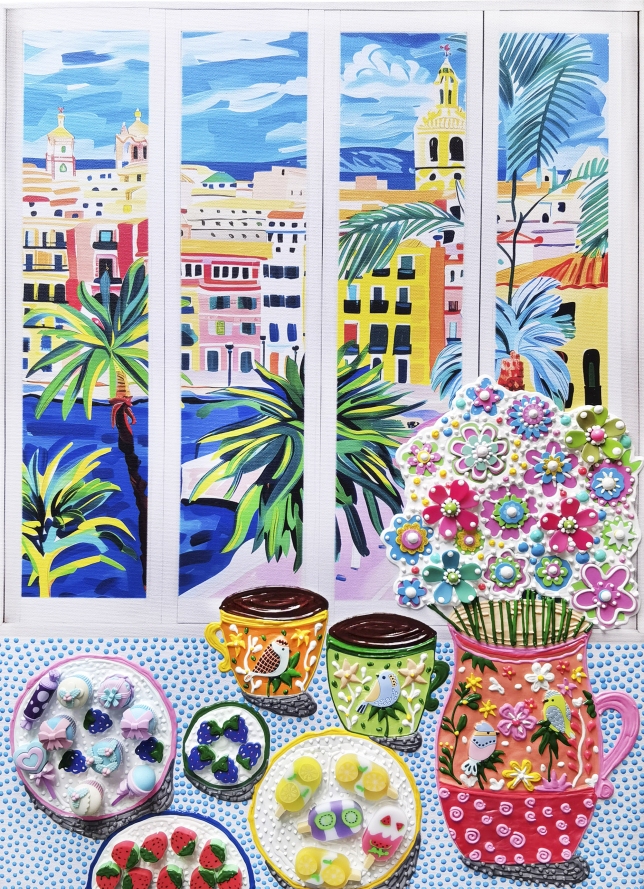 Painting for sale online - Coffee with a view of Spain