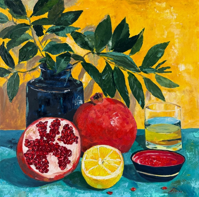 Painting for sale online - Still life with lemon and pomegranates
