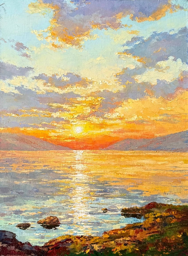 Painting for sale online - An Evening at the lake 