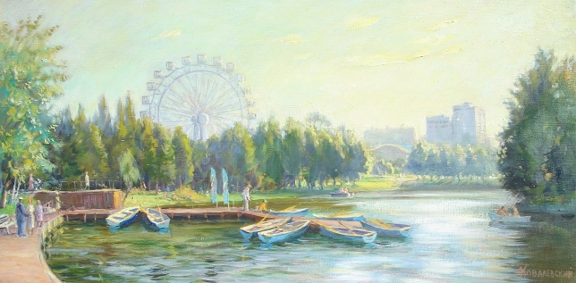 Painting for sale online - Boat station in Izmailovsky Park