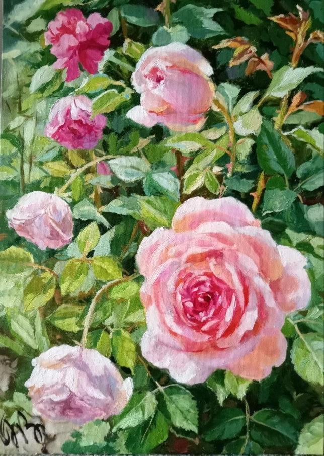 Painting for sale online - Pink roses