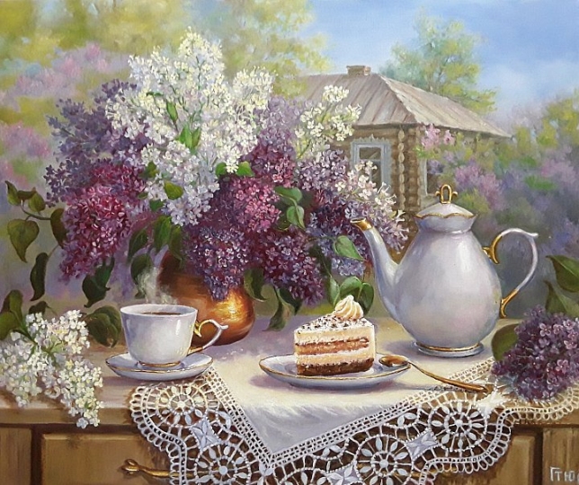 Painting for sale online - Lilac-scented tea