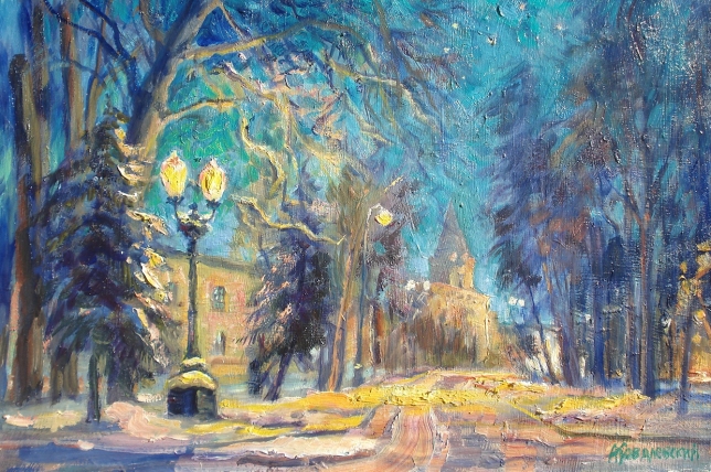 Painting for sale online - Winter evening in Izmailovo