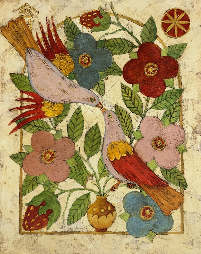 Painting for sale online - Doves-kisses