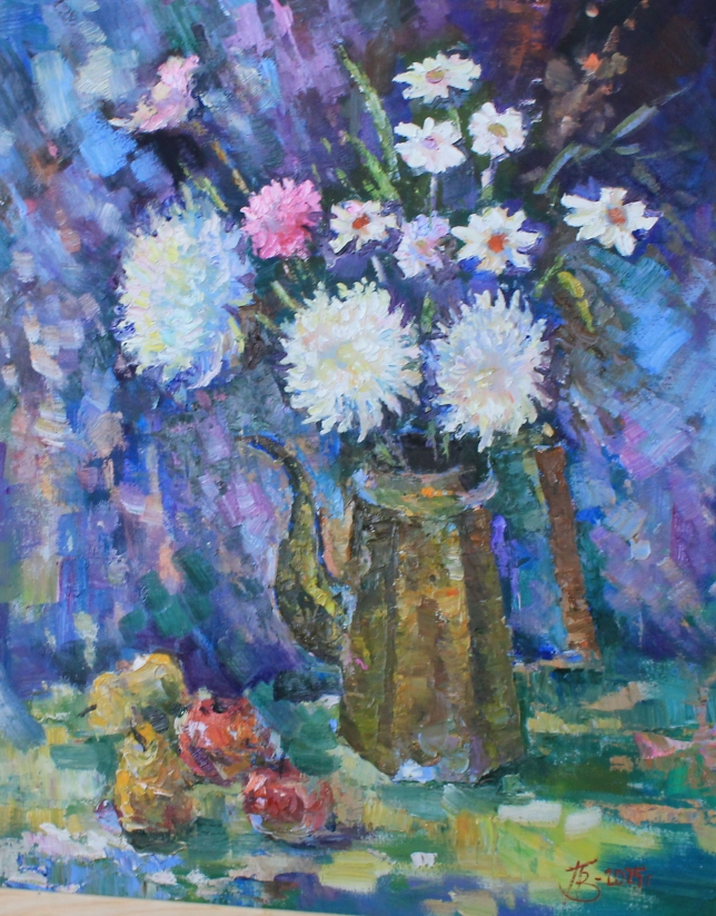 Painting for sale online - Flowers in an antique coffee pot