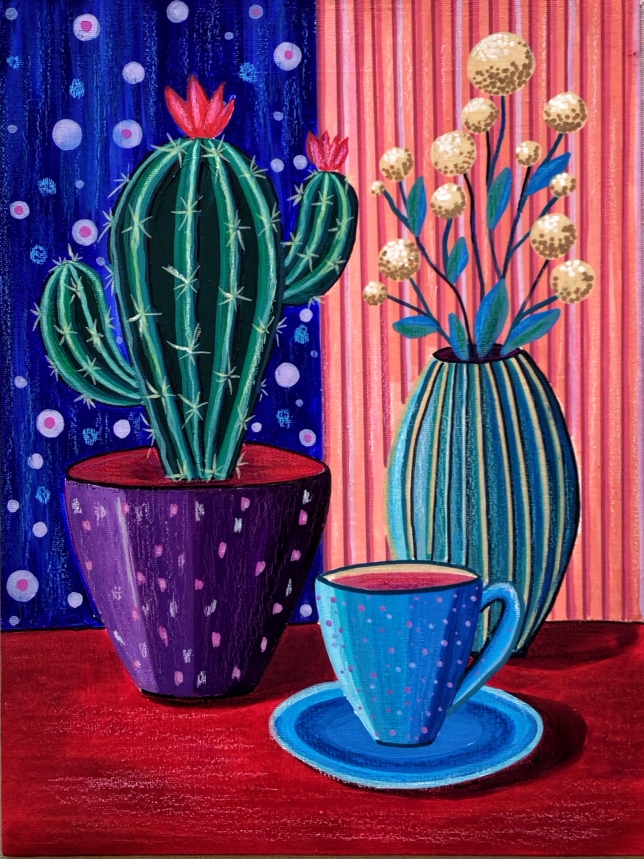 Painting for sale online - Tea Party by the Cactus