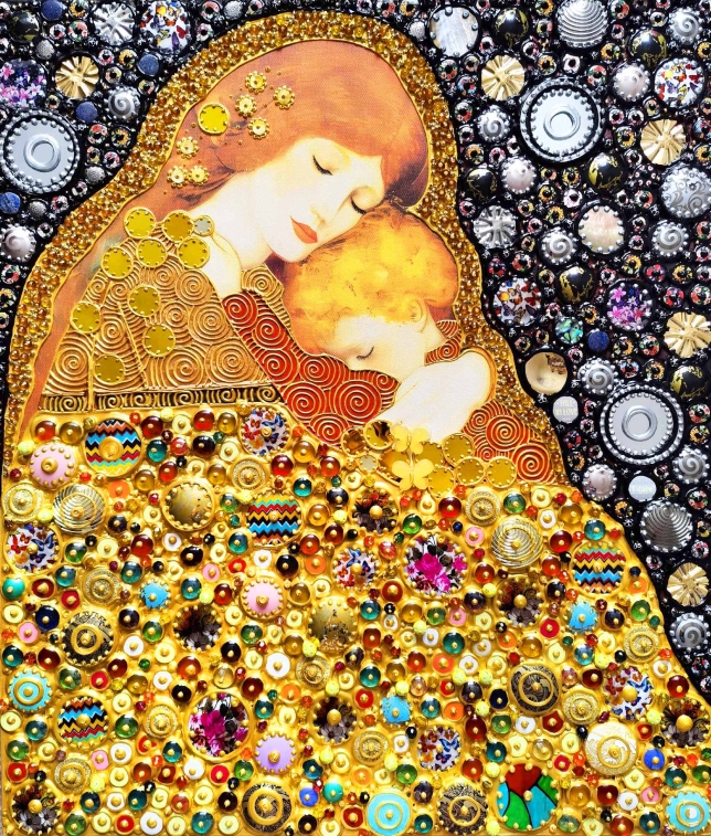 Painting for sale online - Mother and child in a golden glow