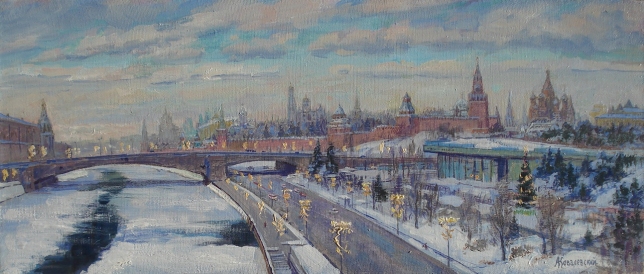 Painting for sale online - Winter Moscow View of the Kremlin
