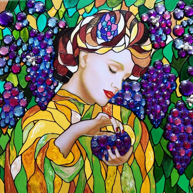 Painting for sale online - Woman and grapes