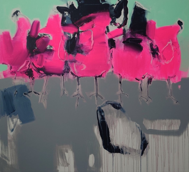 Painting for sale online - Flamingo meditation